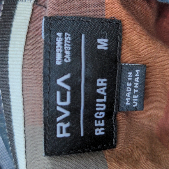 Men's medium autumn/brown rvca button up dress shirt with front pocket - Picture 3 of 3